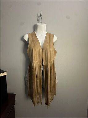 Source Unknown Tan Suede Fringe Vest
